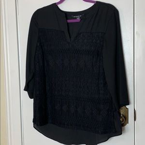 Zac & Rachel petite black top with lace front PL